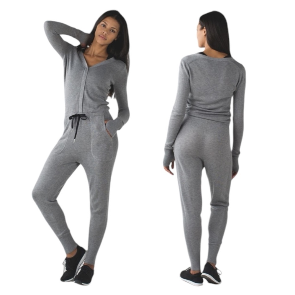 NWOT LULULEMON  Bundle Up Ur Bundas Onesie Heather Grey/Black Size 8 MSRP $178